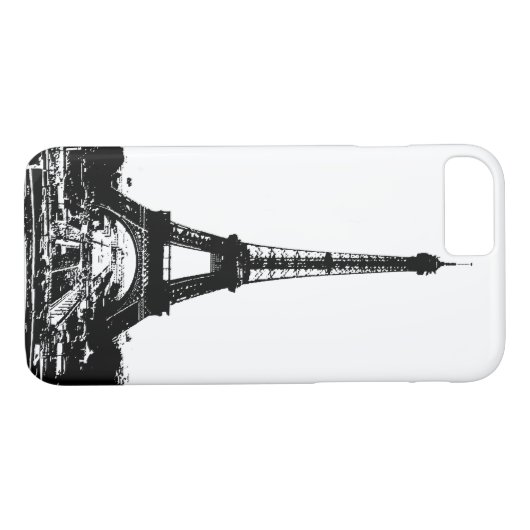 Zwart-wit Eiffeltoren iPhone 7 Hoesje (Achterkant (Horizontaal))