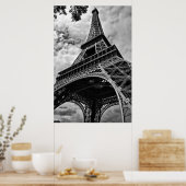 Zwart Wit Eiffeltoren Love Paris Europe Travel Poster (Keuken)