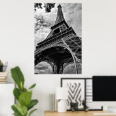 Zwart Wit Eiffeltoren Love Paris Europe Travel Poster (Thuiskantoor)