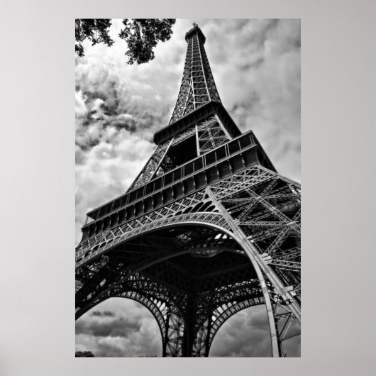 Zwart Wit Eiffeltoren Love Paris Europe Travel Poster (Voorkant)