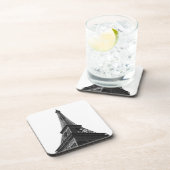 Zwart-wit Eiffeltoren Parijs Europees reizen Bier Onderzetter (Rechterzijde)