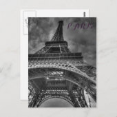 Zwart-wit Eiffeltoren Parijs Europees reizen Briefkaart (Voorkant / Achterkant)