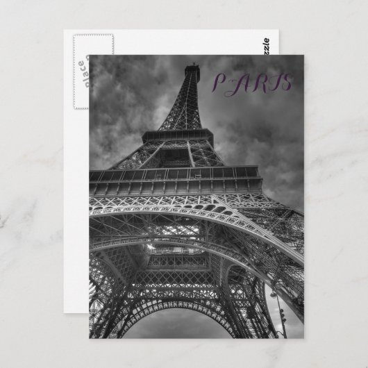 Zwart-wit Eiffeltoren Parijs Europees reizen Briefkaart (Voorkant / Achterkant)
