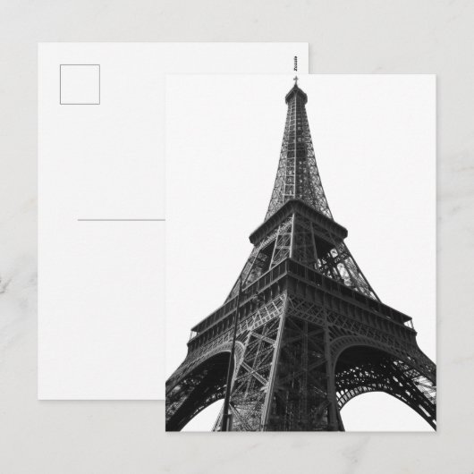 Zwart-wit Eiffeltoren Parijs Europees reizen Feestdagenkaart (Voorkant / Achterkant)