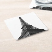 Zwart-wit Eiffeltoren Parijs Europees reizen Kartonnen Onderzetters (Schuin)