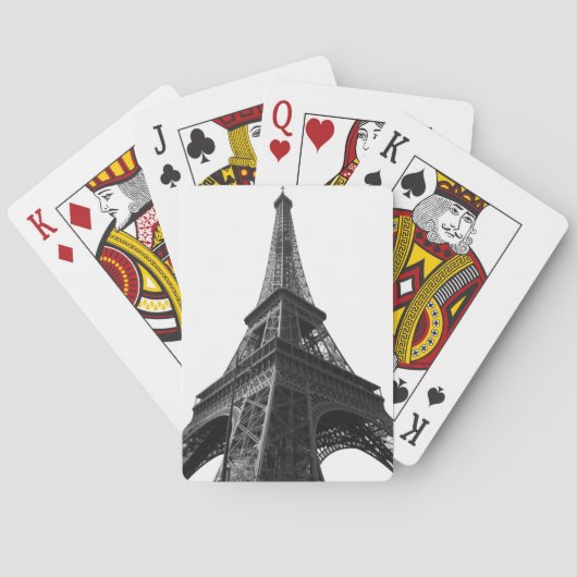 Zwart-wit Eiffeltoren Parijs Europees reizen Pokerkaarten (Achterkant)