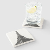 Zwart-wit Eiffeltoren Parijs Europees reizen Stenen Onderzetter (Zijkant)