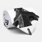 Zwart-wit Eiffeltoren Parijs Europees reizen Stropdas (Opgerold)