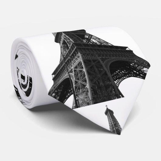 Zwart-wit Eiffeltoren Parijs Europees reizen Stropdas (Opgerold)