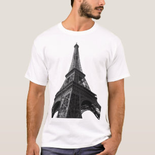 Zwart-wit Eiffeltoren Parijs Europees reizen T-shirt