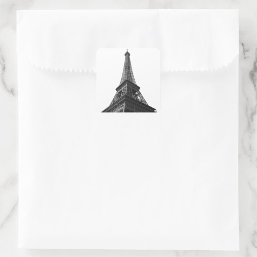 Zwart-wit Eiffeltoren Parijs Europees reizen Vierkante Sticker (Tas)
