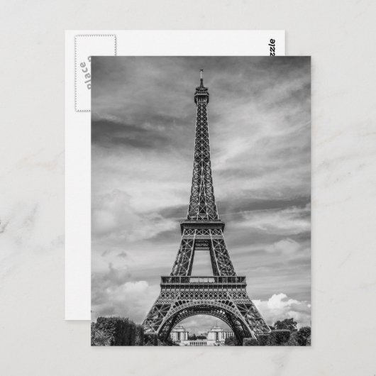 Zwart-wit Eiffeltoren Parijs Stad Briefkaart (Voorkant / Achterkant)