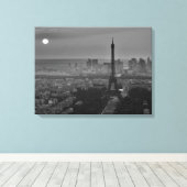 Zwart-wit Eiffeltoren Parijs Stadspanorama Canvas Afdruk (Insitu (Houten vloer))