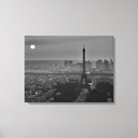 Zwart-wit Eiffeltoren Parijs Stadspanorama Canvas Afdruk (Voorkant)