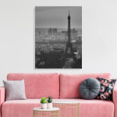 Zwart-wit Eiffeltoren Parijs Stadspanorama Canvas Afdruk (Insitu (Woonkamer))