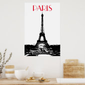Zwart Wit  Eiffeltoren Paris Travel Poster (Keuken)