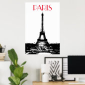 Zwart Wit  Eiffeltoren Paris Travel Poster (Thuiskantoor)