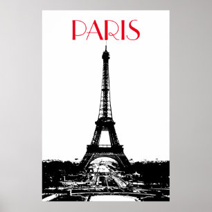 Zwart Wit Eiffeltoren Paris Travel Poster