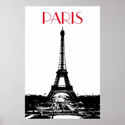 Zwart Wit  Eiffeltoren Paris Travel Poster (Voorkant)