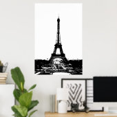 Zwart Wit  Eiffeltoren Paris Travel Poster (Thuiskantoor)