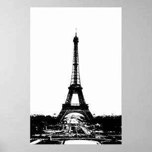 Zwart Wit Eiffeltoren Paris Travel Poster