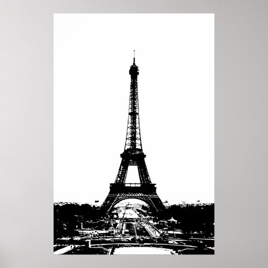 Zwart Wit  Eiffeltoren Paris Travel Poster (Voorkant)