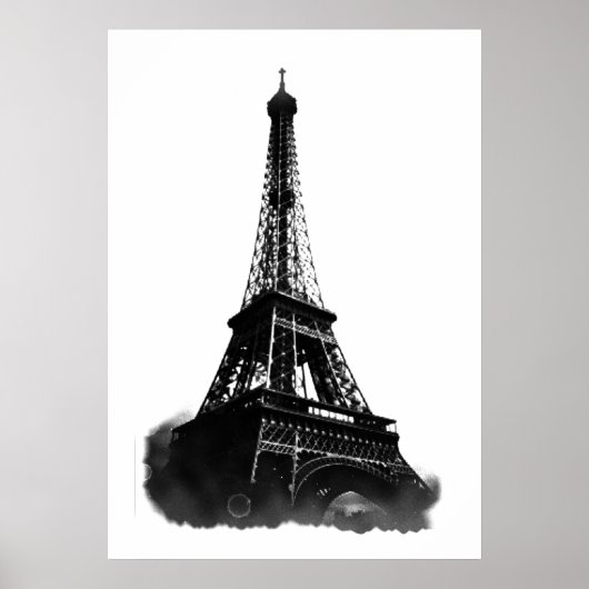 Zwart Wit  Eiffeltoren Paris Travel Poster (Voorkant)
