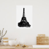 Zwart Wit  Eiffeltoren Paris Travel Poster (Keuken)
