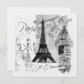 Zwart-wit Eiffeltoren scène Kaart (Voorkant / Achterkant)