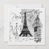Zwart-wit Eiffeltoren scène Kaart (Voorkant)