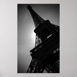 Zwart Wit Eiffeltoren Silhouet in Parijs Poster