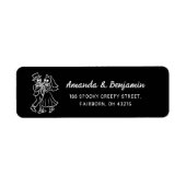 Zwart & Wit Eigenzinnig Hand getrokken Skelet Hall Etiket (Voorkant)