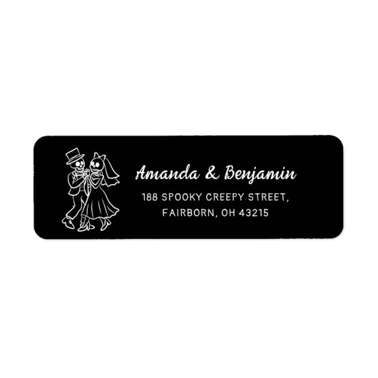 Zwart & Wit Eigenzinnig Hand getrokken Skelet Hall Etiket (Voorkant)