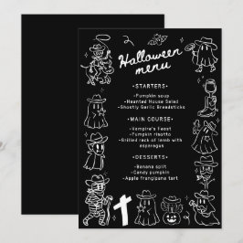 Zwart-wit eigenzinnige hand getekend Halloween Menu