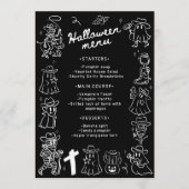 Zwart-wit eigenzinnige hand getekend Halloween Menu (Voorkant)