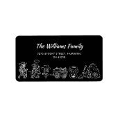 Zwart & Wit Eigenzinnige Hand Getrokken Doodles Ha Etiket (Voorkant)