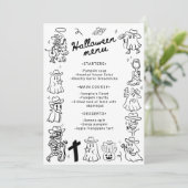 Zwart & Wit Eigenzinnige Hand Getrokken Doodles Ha Menu (Staand voorkant)