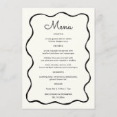 Zwart-wit eigenzinnige hand getrokken golf bruilof menu (Voorkant)