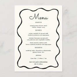 Zwart-wit eigenzinnige hand getrokken golf bruilof menu