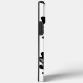 Zwart-wit eiken blad print patroon iPhone Case (Achterkant / Rechts)