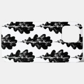 Zwart-wit eiken blad print patroon iPhone Case (Achterkant (horizontaal))