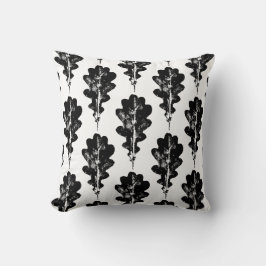 Zwart-wit eiken blad print patroon kussen