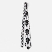 Zwart-wit eiken blad print patroon stropdas (Achterkant)