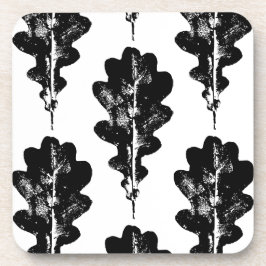Zwart-wit eikenblad Print Bier Onderzetter