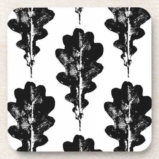 Zwart-wit eikenblad Print Bier Onderzetter (Voorkant)