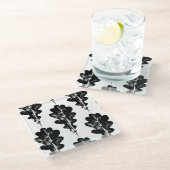 Zwart-wit eikenblad Print Glazen Onderzetter (Schuin)