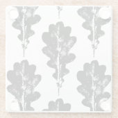 Zwart-wit eikenblad Print Glazen Onderzetter (Achterkant)