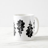 Zwart-wit eikenblad Print Mok (Voorkant rechts)
