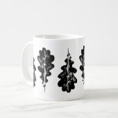 Zwart-wit eikenblad Print Mok (Voorkant links)