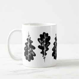 Zwart-wit eikenblad Print Mok